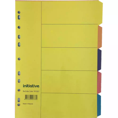 Picture of INITIATIVE DIVIDERS MANILLA 5-TAB A4 BRIGHT COLOURS