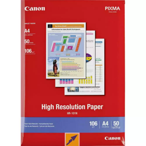 Picture of CANON HR-101 HIGH RESOLUTION PHOTO PAPER 106GSM A4 WHITE PACK 50