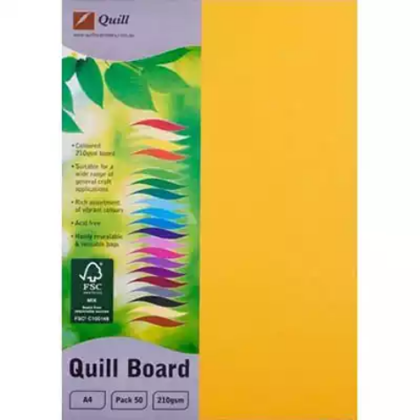 Picture of QUILL BOARD 210GSM A4 SUNSHINE YELLOW PACK 50