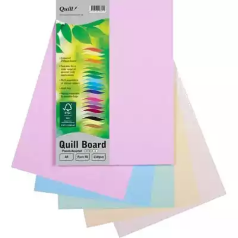 Picture of QUILL XL MULTIBOARD 210GSM A4 ASSORTED PASTELS PACK 50