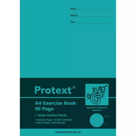 Picture of PROTEXT EXERCISE BOOK DOTTED THIRDS 14MM 70GSM 96 PAGE A4 GOANNA ASSORTED