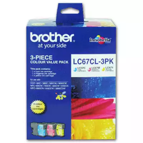 Picture of BROTHER LC67CL3PK INK CARTRIDGE VALUE PACK CYAN/MAGENTA/YELLOW