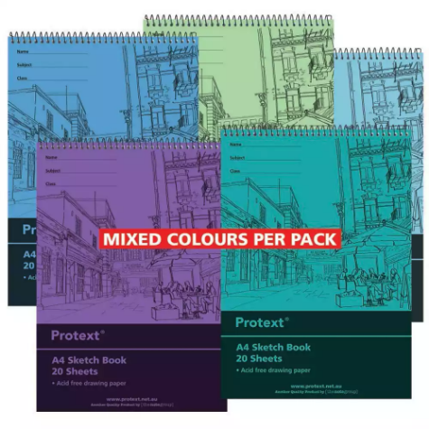 Picture of PROTEXT SKETCH BOOK 20 SHEET 100GSM A4 ASSORTED