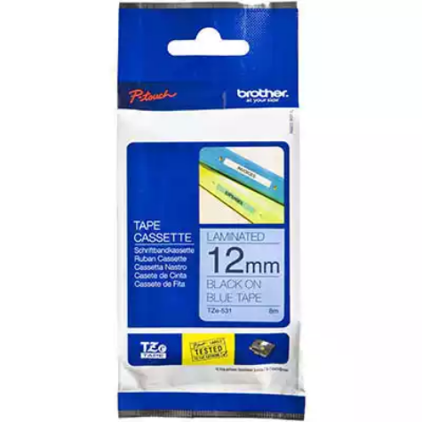 Picture of BROTHER TZE-531 LAMINATED LABELLING TAPE 12MM BLACK ON BLUE