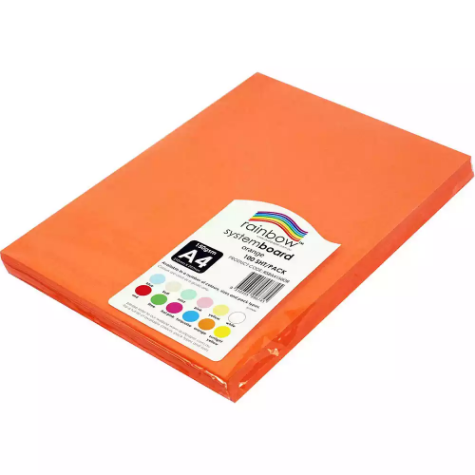 Picture of RAINBOW SYSTEM BOARD 150GSM A4 ORANGE PACK 100