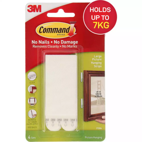 Picture of COMMAND PICTURE HANGING STRIP LARGE WHITE PACK 4 PAIRS