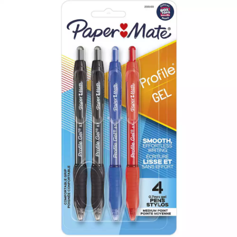 Picture of PAPERMATE PROFILE GEL INK PEN 0.7MM ASSORTED PACK 4