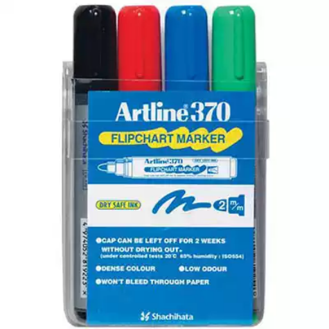 Picture of ARTLINE 370 FLIPCHART MARKER BULLET 2.0MM ASSORTED WALLET 4