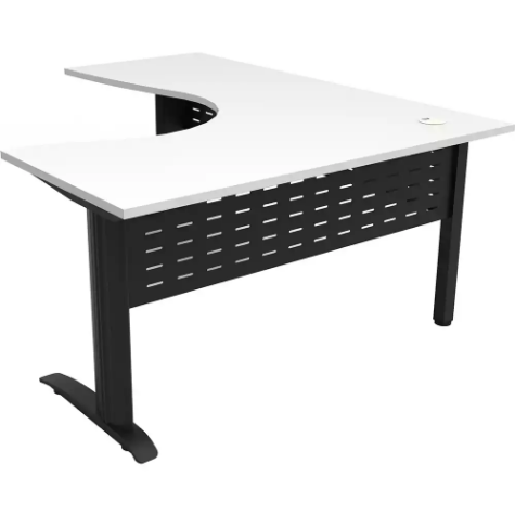 Picture of RAPID SPAN CORNER WORKSTATION WITH METAL MODESTY PANEL 1800 X 1200 X 700MM NATURAL WHITE/BLACK