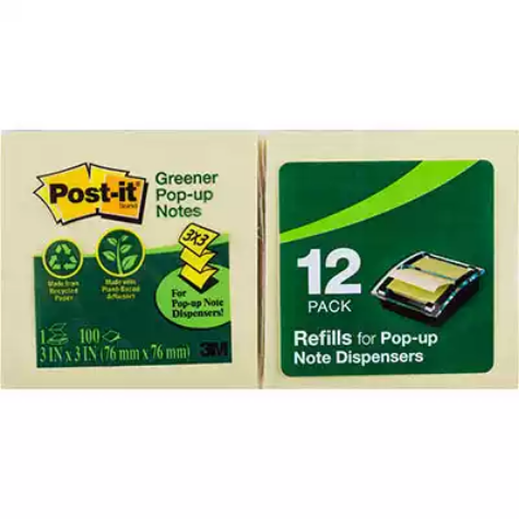 Picture of POST-IT R330-RP 100% RECYCLED POP UP NOTES 76 X 76MM YELLOW PACK 12