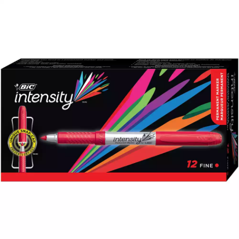 Picture of BIC INTENSITY PERMANENT MARKER BULLET FINE RED BOX 12