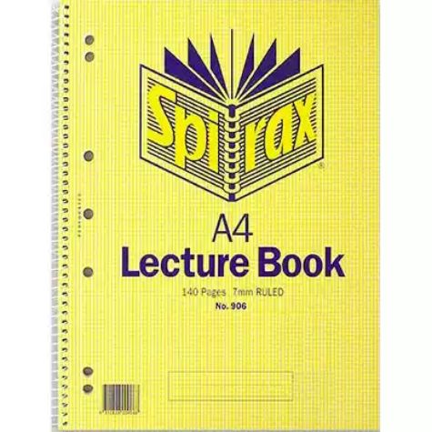 Picture of SPIRAX 906 LECTURE BOOK 7MM RULED 7 HOLE PUNCHED SIDE OPEN SPIRAL BOUND 140 PAGE A4