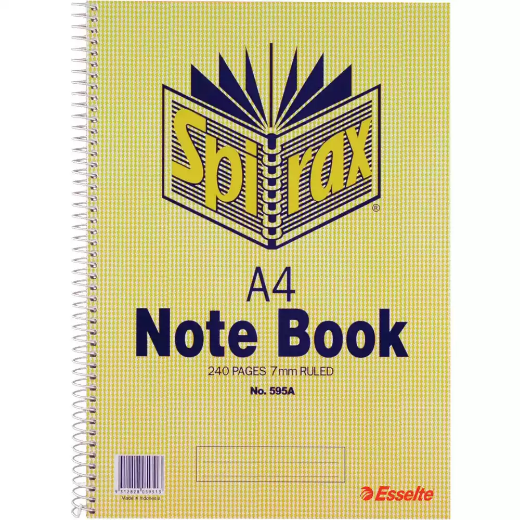 Picture of SPIRAX 595A NOTEBOOK SPIRAL BOUND 7MM RULED 240 PAGE A4