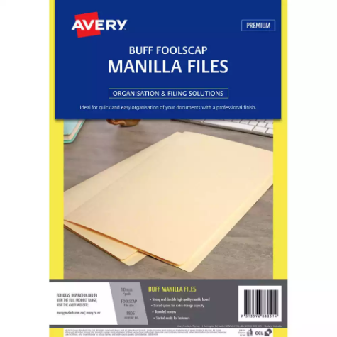 Picture of AVERY 88051 MANILLA FOLDER FOOLSCAP BUFF PACK 10