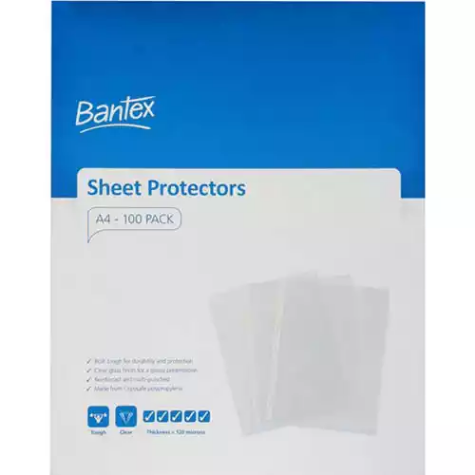 Picture of BANTEX TOUGH SHEET PROTECTORS 120 MICRON A4 CLEAR BOX 100