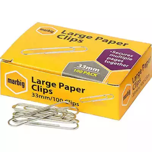 Picture of MARBIG PAPER CLIP LARGE 33MM BOX 100