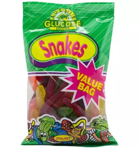 Picture of AUSSIE LOLLIES SNAKES 200G