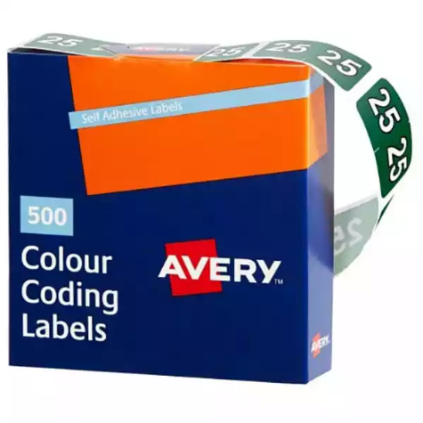 Picture of AVERY 43275 FILE LABEL SIDE TAB COLOUR CODE 38 X 25MM DARK GREEN PACK 500