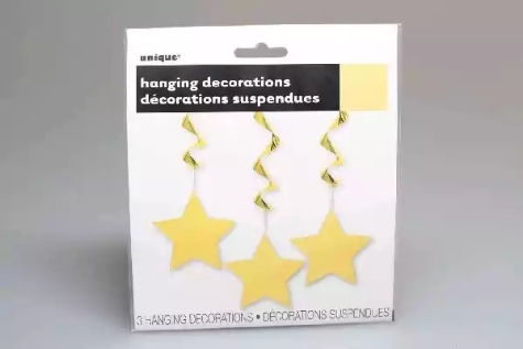Picture of HANGING STAR SWIRLS YELLOW PACK 3