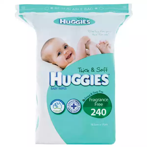 Picture of HUGGIES BABY WIPES FRAGRANCE FREE PACK OF 240