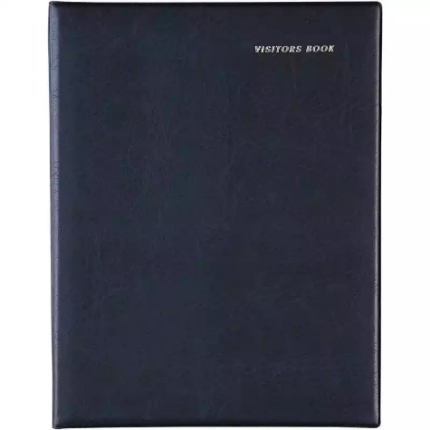 Picture of COLLINS VISITORS BOOK SHORT WIRO BOUND A4 64 LEAF PVC A4 BLACK