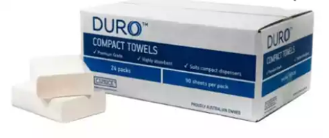 Picture of DURO HAND TOWEL COMPACT TAD 190X290MM 90 SHEET PACK 24