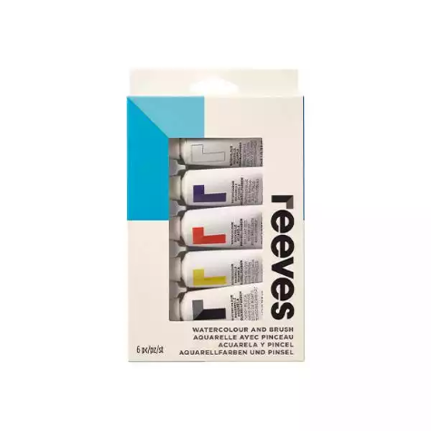Picture of REEVES WATERCOLOUR PAINT SET WITH BRUSH 22ML TUBE ASSORTED PACK 5