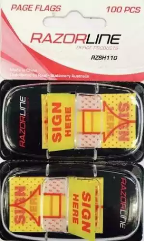 Picture of TRANSPARENT SIGN HERE FLAGS 25 X 44MM YELLOW PACK 2