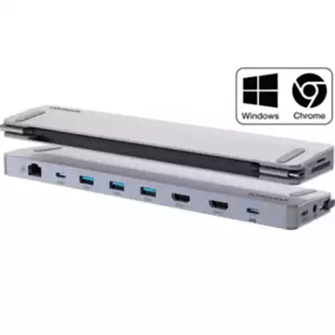 Picture of COMSOL USB-C DUAL HDMI MONITOR 12 PORT DOCKING STATION GREY