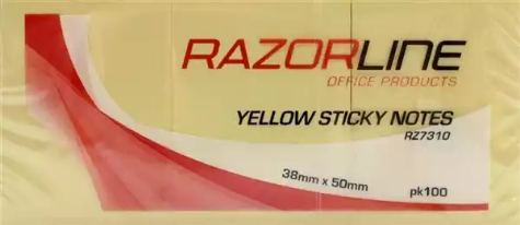 Picture of RAZORLINE STICKY NOTES 38 X 50MM YELLOW PACK 3