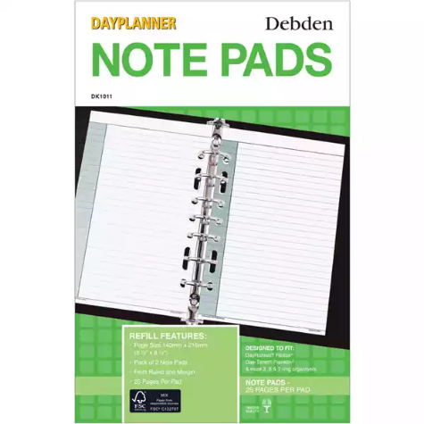 Picture of DEBDEN DAYPLANNER DK1011 DESK EDITION REFILL NOTEPAD 216 X 140MM WHITE PACK 2