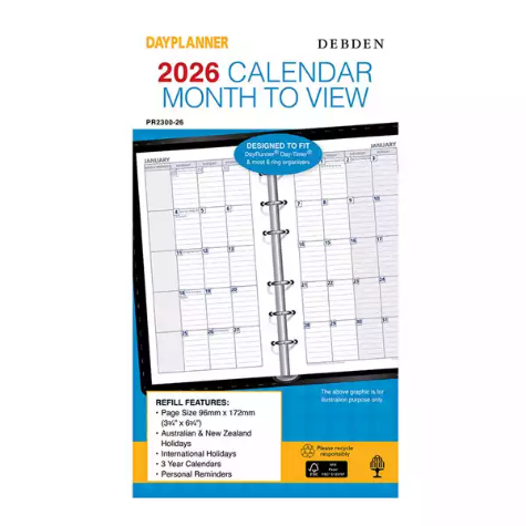 Picture of DEBDEN DAYPLANNER PR2300 PERSONAL EDITION REFILL MONTH TO VIEW