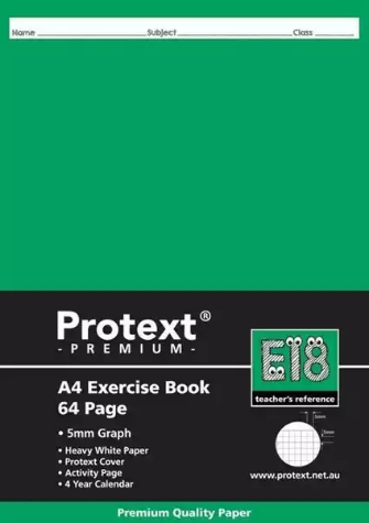 Picture of PROTEXT E18 PREMIUM GRID EXERCISE BOOK 5MM 70GSM 64 PAGE A4