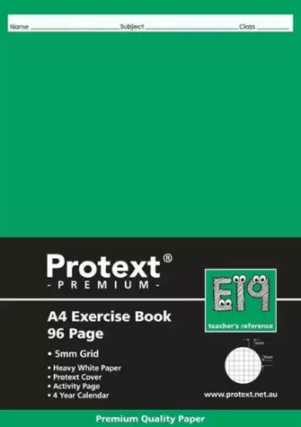 Picture of PROTEXT E19 PREMIUM GRID EXERCISE BOOK 5MM 70GSM 96 PAGE A4