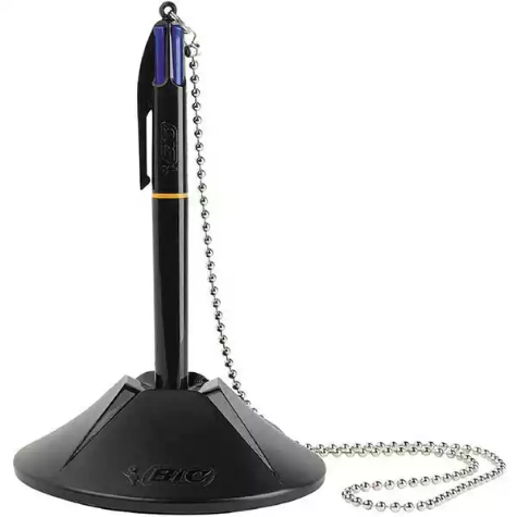 Picture of BIC 4 COLOUR CAPTIVE COUNTER REPOSITIONABLE BALLPOINT PEN WITH BASE MEDIUM 1.0MM BLUE