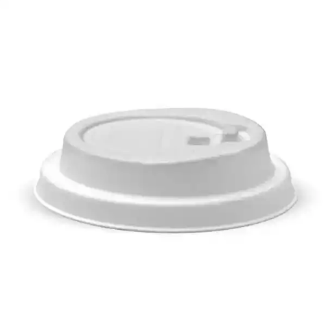 Picture of BIOPAK BIOCUP LID RECLOSABLE PLANT FIBRE 80MM SMALL WHITE PACK 50
