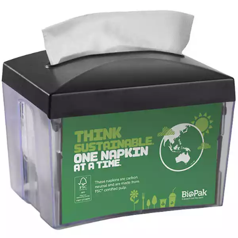 Picture of BIOPAK BIODISPENSER SINGLE SAVER NAPKIN DISPENSER BLACK