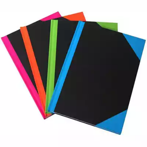 Picture of BLACK AND RED NOTEBOOK CASEBOUND RULED A-Z INDEX 192 PAGE A4 ASSORTED CORNERS