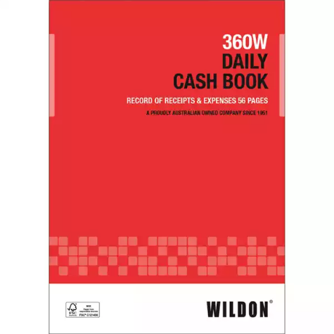 Picture of WILDON DAILY CASH BOOK 56 PAGES A4 RED
