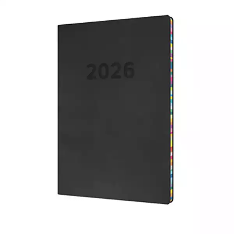 Picture of COLLINS RAINBOW EDGE ED153.U96 DIARY WEEK TO VIEW A5 CHARCOAL