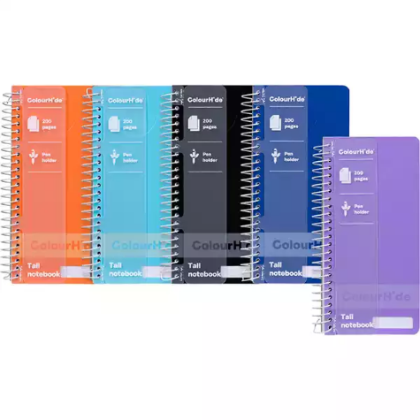 Picture of COLOURHIDE TALL NOTEBOOK 200 PAGES 79 X 164MM ASSORTED