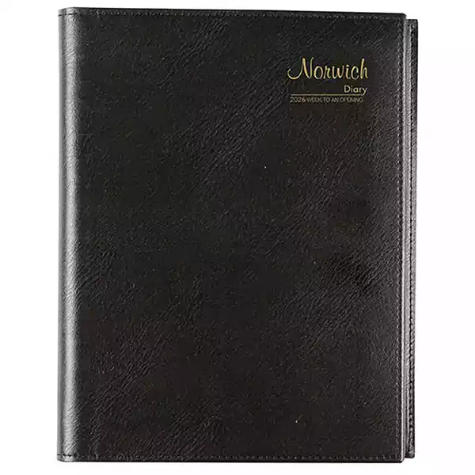 Picture of CUMBERLAND NORWICH 47S SPIRAL DIARY PVC WEEK TO VIEW A4 BLACK