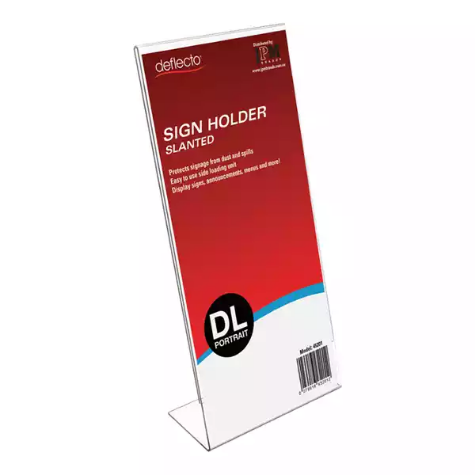 Picture of DEFLECTO SIGN HOLDER SLANTED PORTRAIT DL CLEAR