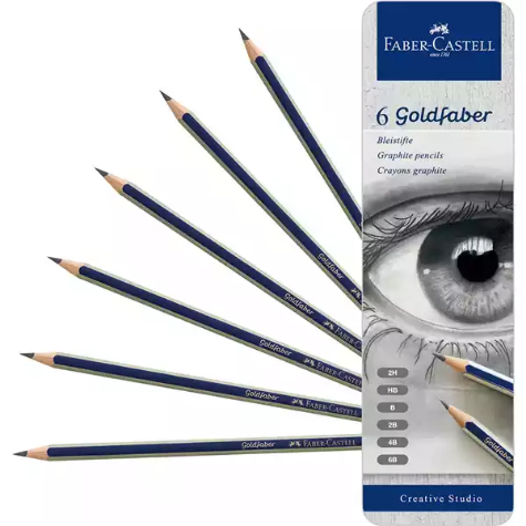 Picture of FABER-CASTELL GOLDFABER GRAPHITE PENCILS ASSORTED DEGREES PACK 6