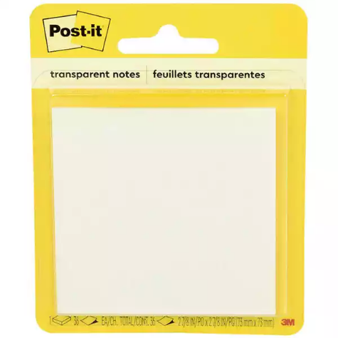 Picture of POST-IT 600-TRSPT SUPER STICKY NOTES 73 X 76MM TRANSPARENT 36 SHEETS