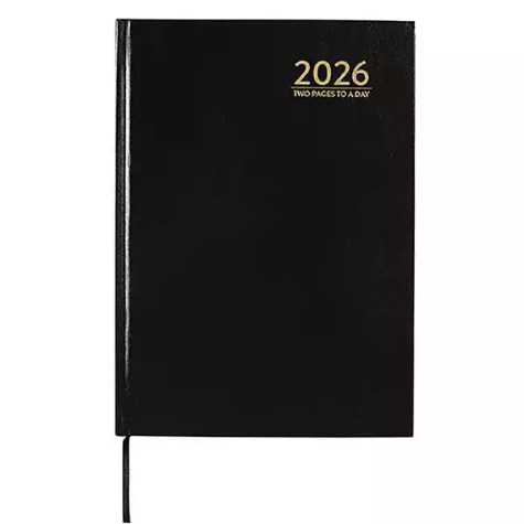 Picture of CUMBERLAND 40CBK CASEBOUND DIARY 2 PAGE TO DAY A4 BLACK