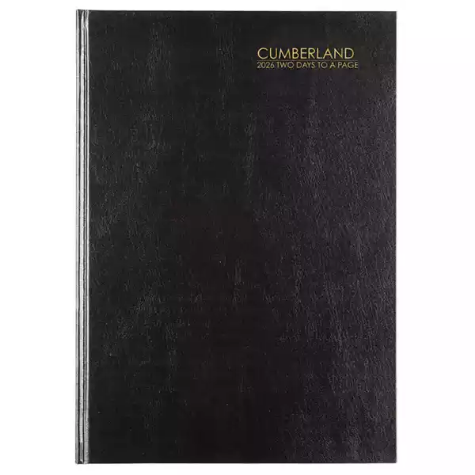 Picture of CUMBERLAND 52ECBK CASEBOUND DIARY 2 DAYS TO PAGE A5 BLACK
