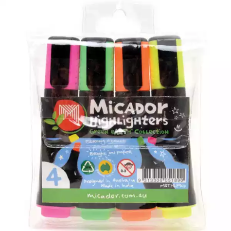 Picture of MICADOR ECO HIGHLIGHTER CHISEL ASSORTED PACK 4