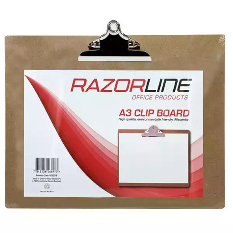 Picture of RAZORLINE CLIPBOARD MASONITE LANDSCAPE LARGE CLIP A3 BROWN 250SHEETS