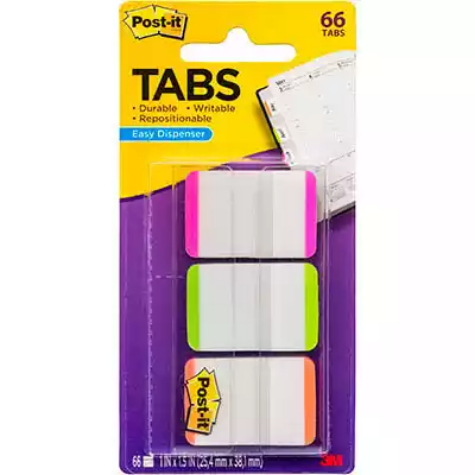 Picture of POST-IT 686L-PGO DURABLE FILING TABS LINED 38MM GREEN/ORANGE/PINK PACK 66
